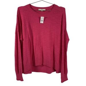 LOFT Sweater Womens XL Pink Crewneck Pullover Long Sleeve New With Tags Knit